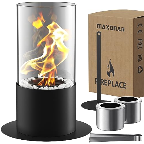 Maxonar Bioethanol Tischkamin Tischfeuer mit PU Pad Dekorative Steine...